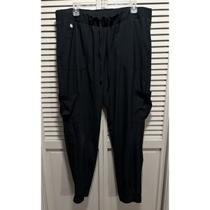 Hanes Comfort Fit Cargo Women's Black Size XL Drawstring Jogger Pants Logo